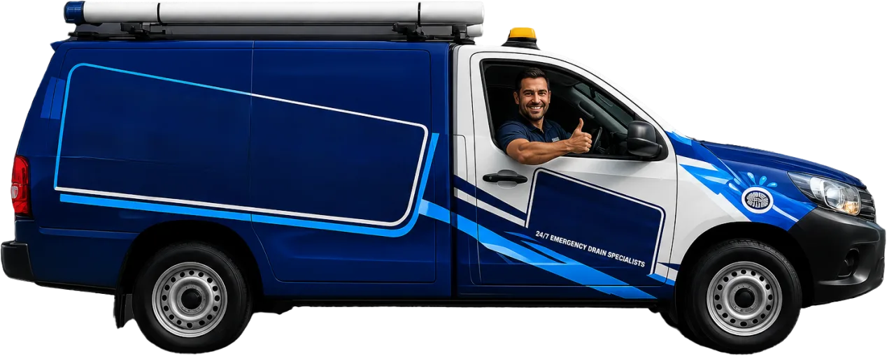 Our drain service van out on a Pymble job